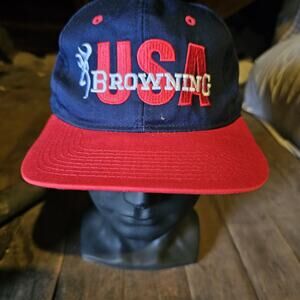 Vintage Browning USA Flag America Trucker Blue Dad Snapback One Size Hat